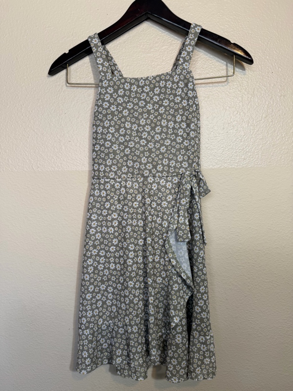 Trixxi Girl Kids Green Floral Knit Mesh Lined Dress Green Flora